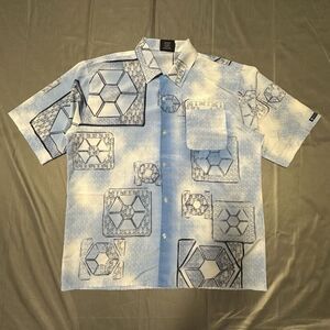 Vintage Southpole Shirt Mens XL Button Collar Short Sleeve Graffiti Embroidery